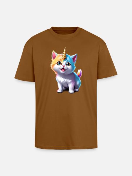 Unicorn Kitten - Unisex Oversized Heavyweight T-shirt - toffee