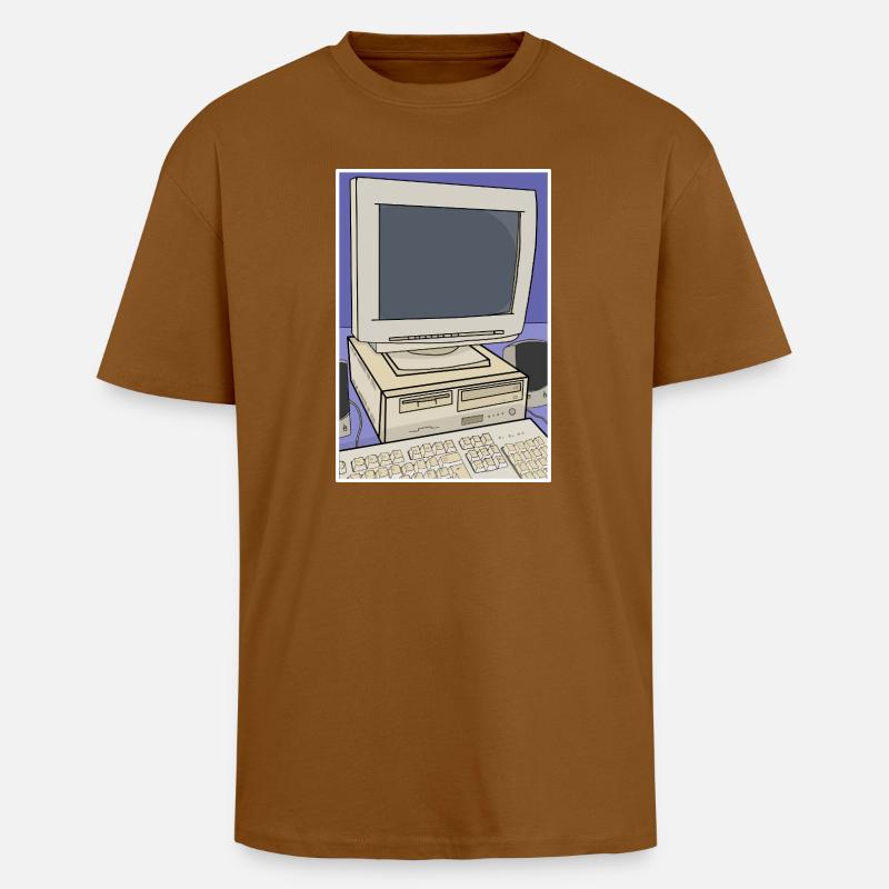 Retro Computer Desktop Setup - Unisex Oversized Heavyweight T-shirt - toffee