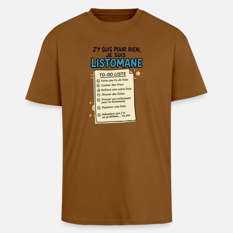 Ich bin ein Listomane - Oversized Heavyweight Unisex T-Shirt - Toffee