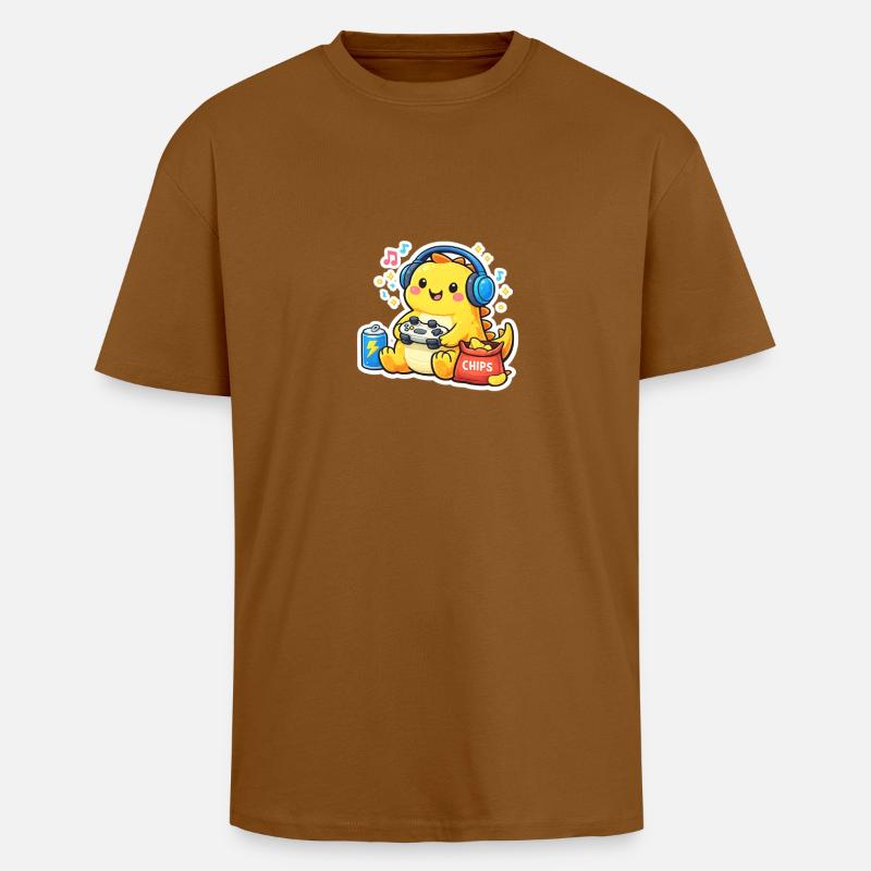 Gaming Dino - Oversized Heavyweight Unisex T-Shirt - Toffee
