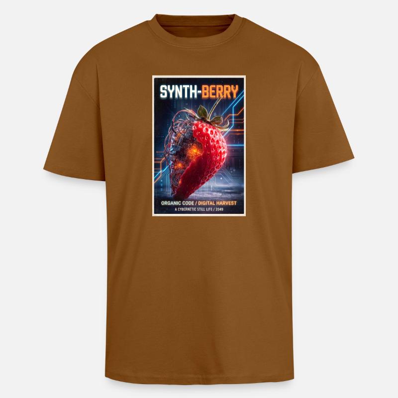 Synth-Beere: Kybernetische Erdbeere - Oversized Heavyweight Unisex T-Shirt - Toffee