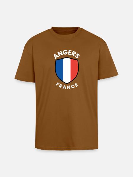 Angers France Shield Emblem - Unisex Oversized Heavyweight T-shirt - toffee