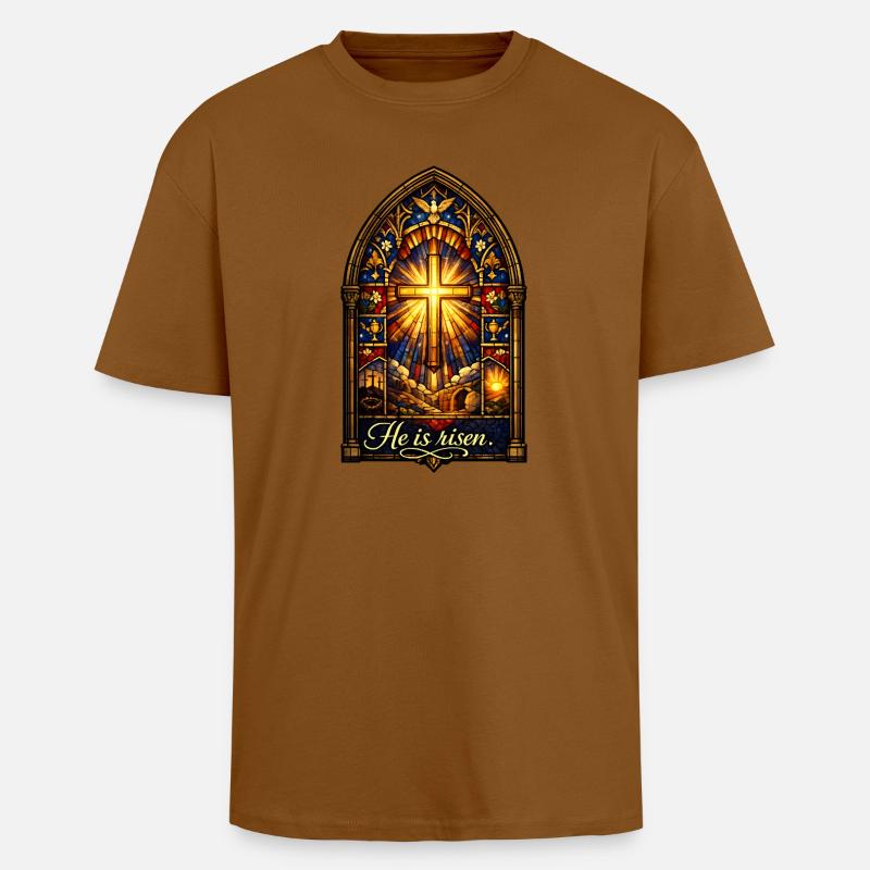 He is Risen Ostern Jesus - Oversized Heavyweight Unisex T-Shirt - Toffee