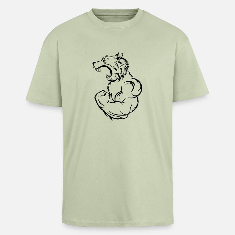 wolf_beast - Oversized Heavyweight Unisex T-Shirt - Leichtes Salbeigrün 