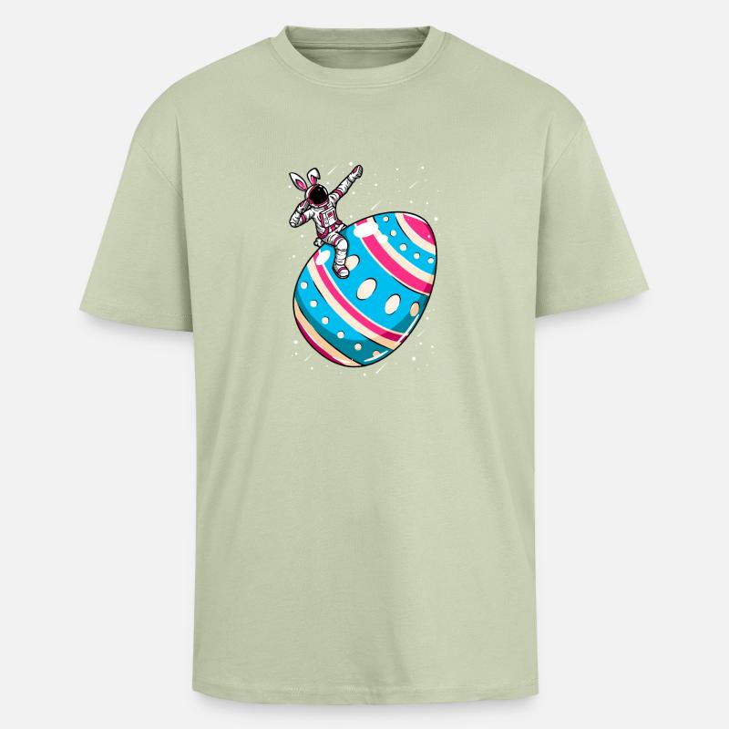 Astronaut - space easter egg - Unisex Oversized Heavyweight T-shirt - soft salvia 
