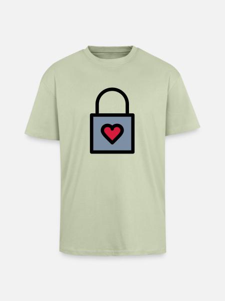Padlock, love lock - Unisex Oversized Heavyweight T-shirt - soft salvia 