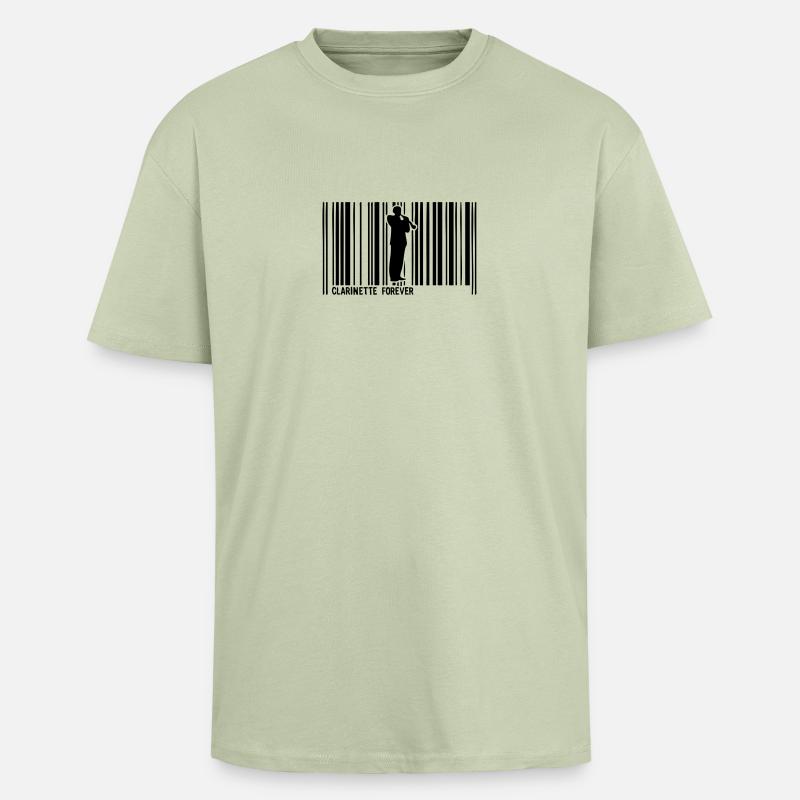 clarinette code barre1 - T-shirt unisexe oversize épais - vert sauge léger 