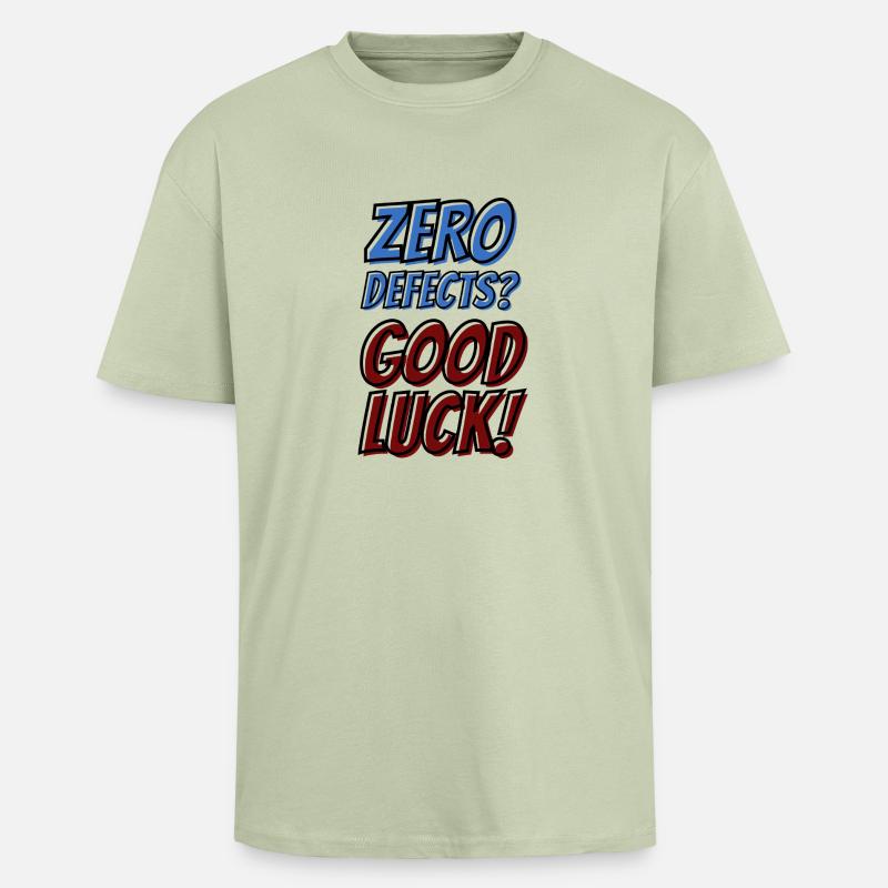 Zero Defects Good luck - Oversized Heavyweight Unisex T-Shirt - Leichtes Salbeigrün 