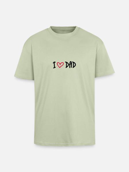 I Love Dad - Oversized Heavyweight Unisex T-Shirt - Leichtes Salbeigrün