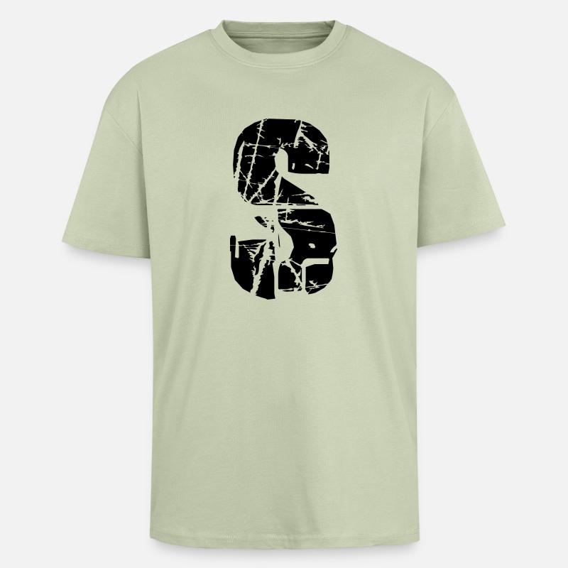 S Buchstabe - Oversized Heavyweight Unisex T-Shirt - Leichtes Salbeigrün 