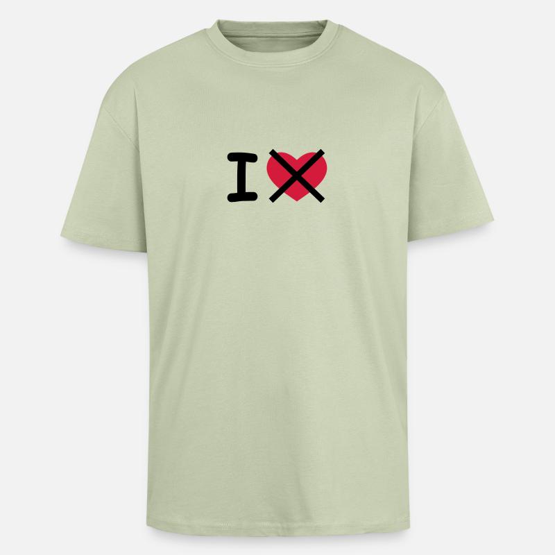 I Hate - Oversized Heavyweight Unisex T-Shirt - Leichtes Salbeigrün 