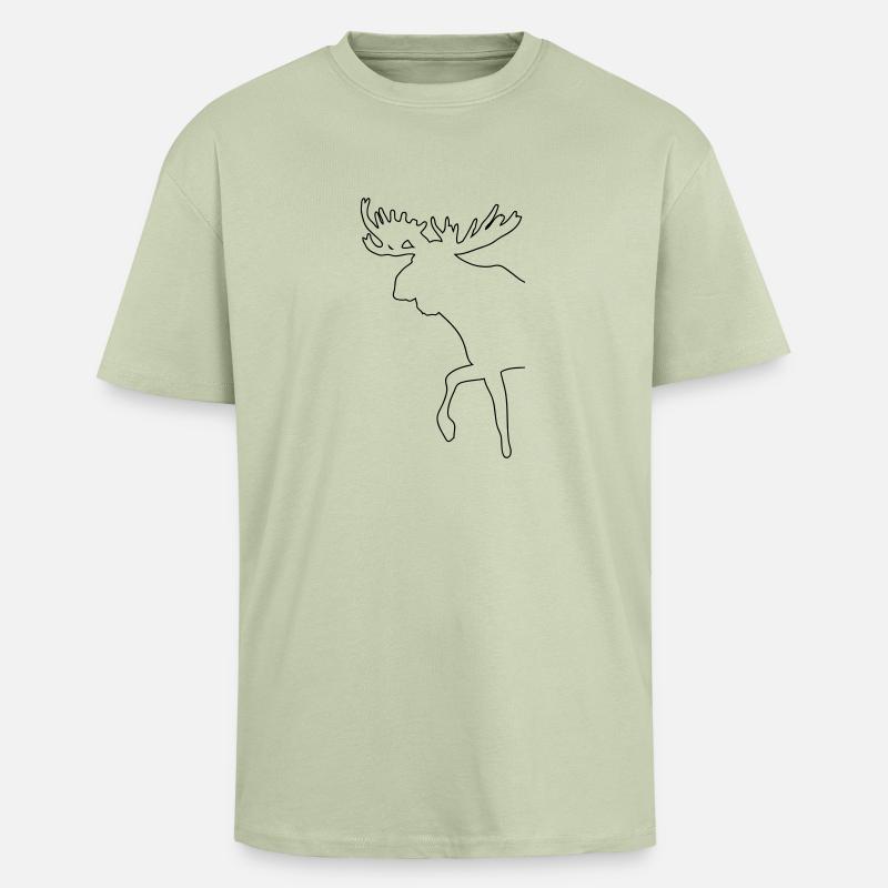 Elch - Moose - Oversized Heavyweight Unisex T-Shirt - Leichtes Salbeigrün