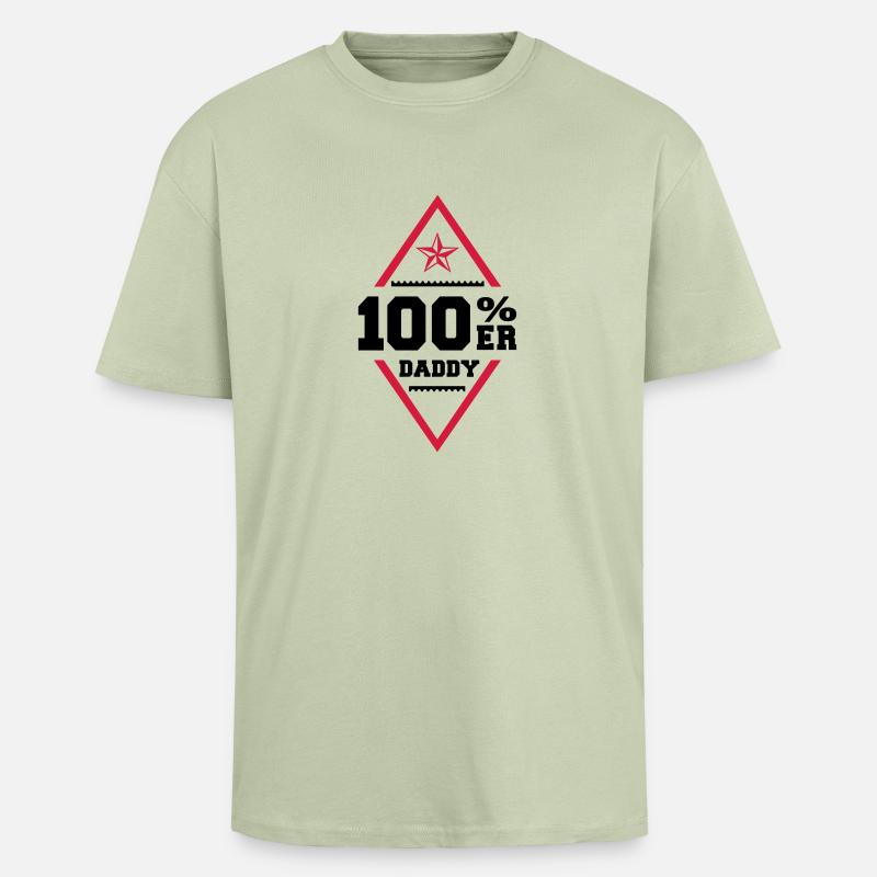 100% Daddy - Oversized Heavyweight Unisex T-Shirt - Leichtes Salbeigrün 