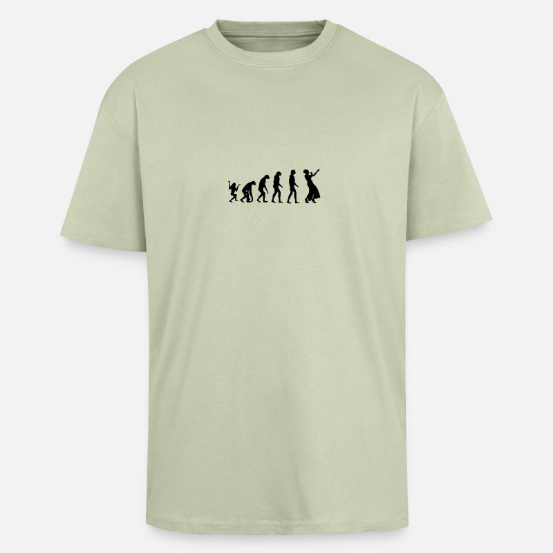 chanteur d'évolution - T-shirt unisexe oversize épais - vert sauge léger 