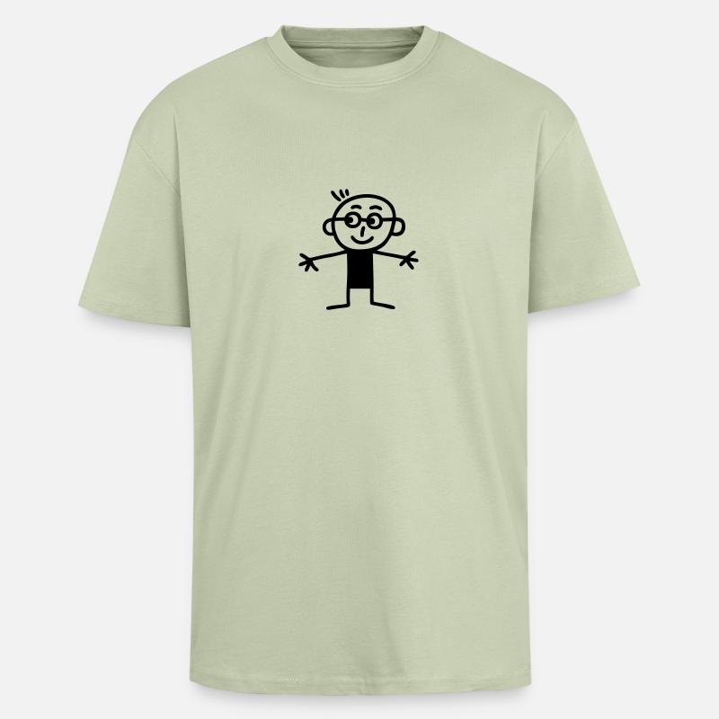 Männchen mit Brille - Oversized Heavyweight Unisex T-Shirt - Leichtes Salbeigrün 
