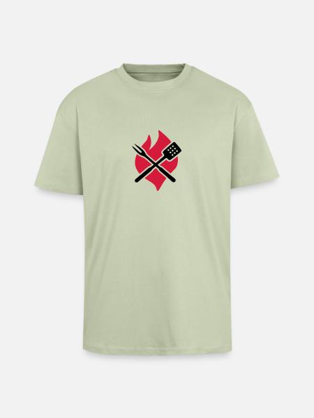 BBQ barbecue - Unisex Oversized Heavyweight T-shirt - soft salvia 
