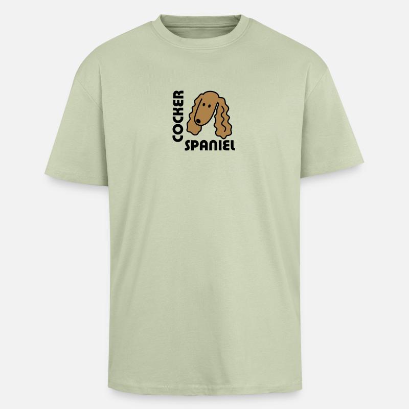 Cocker Spaniel - T-shirt unisexe oversize épais - vert sauge léger 