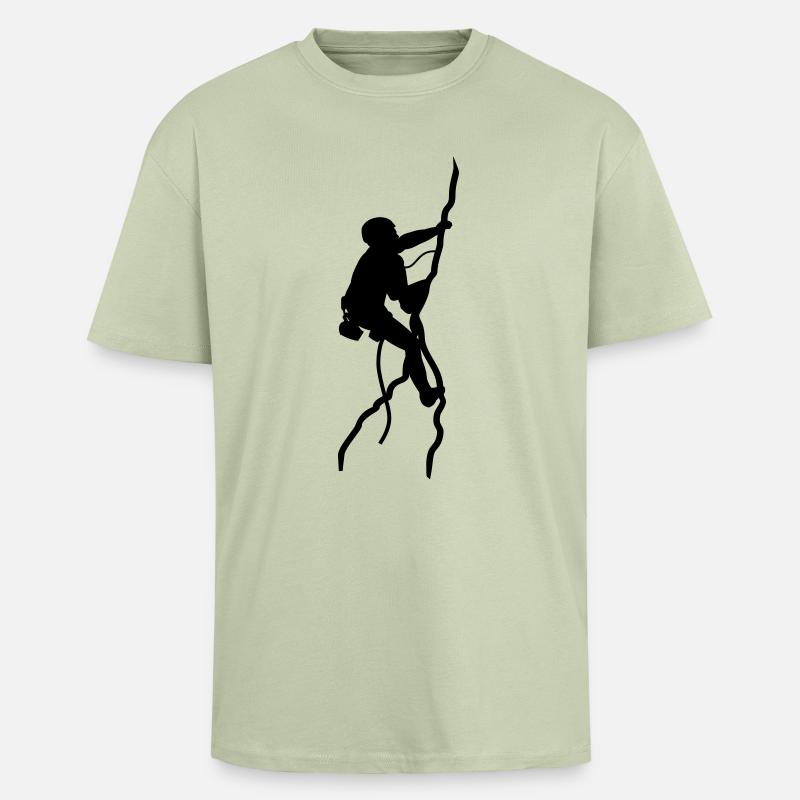 klettern - Oversized Heavyweight Unisex T-Shirt - Leichtes Salbeigrün 