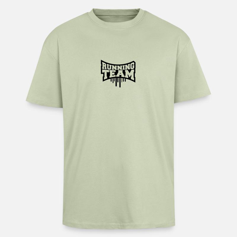 Cool Running Team Graffiti - Oversized Heavyweight Unisex T-Shirt - Leichtes Salbeigrün 