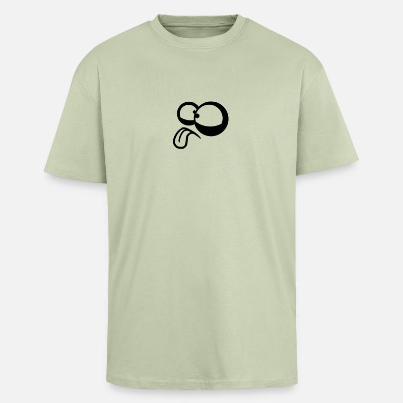 Crazy Comic Eyes - Oversized Heavyweight Unisex T-Shirt - Leichtes Salbeigrün 
