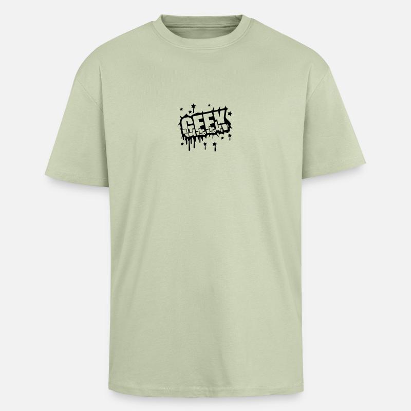 Geek Zerbrochenes Graffiti Design - Unisex Oversized Heavyweight T-shirt - soft salvia 