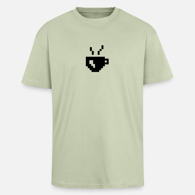 Coffee Pixel - Oversized Heavyweight Unisex T-Shirt - Leichtes Salbeigrün 
