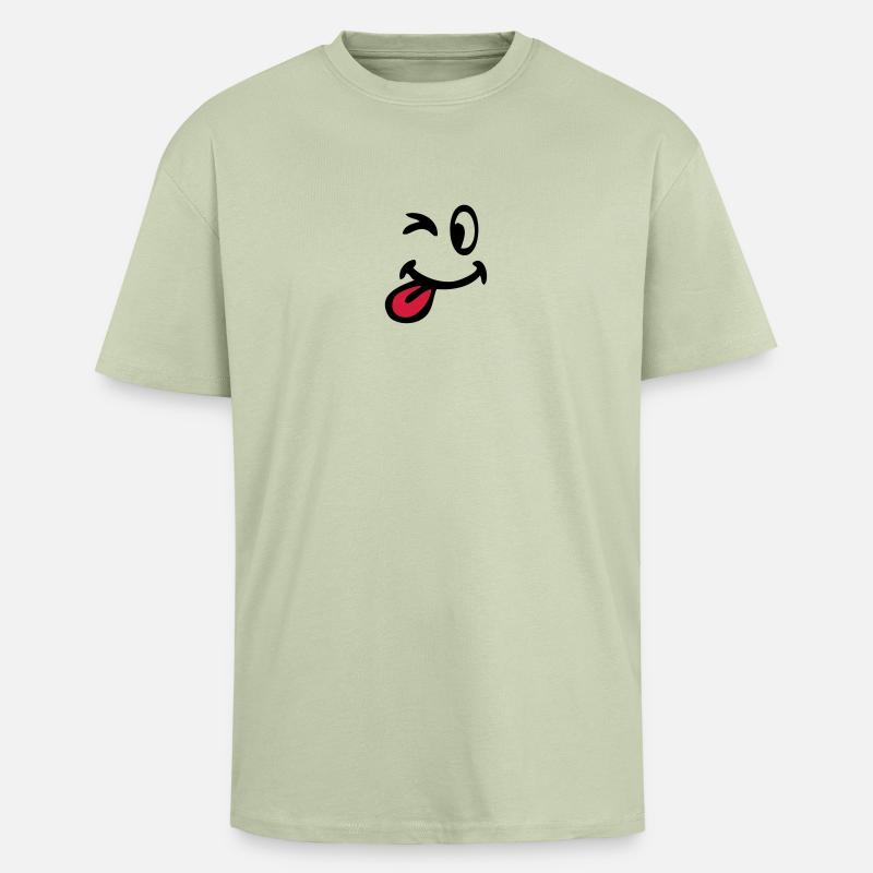 smiley clin oeil 3105 - T-shirt unisexe oversize épais - vert sauge léger 