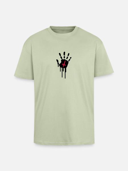 Bloody Handprint - Oversized Heavyweight Unisex T-Shirt - Leichtes Salbeigrün 