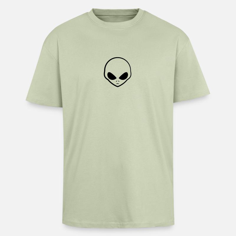 Cool Grey Alien Kopf Logo - Unisex Oversized Heavyweight T-shirt - soft salvia