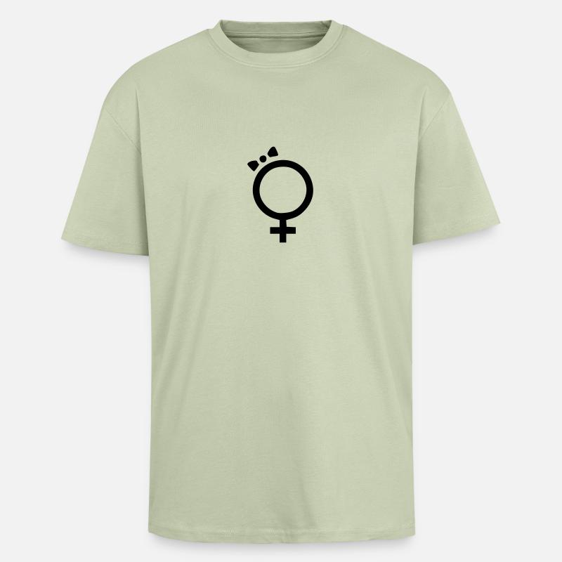 Geschlechtzeichen weibli - T-shirt unisexe oversize épais - vert sauge léger 