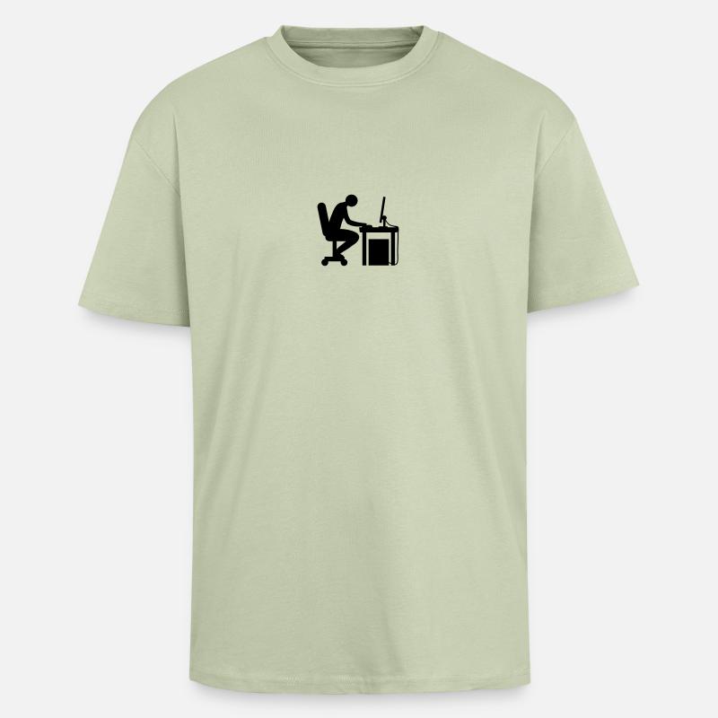Computer desk nerd - Unisex Oversized Heavyweight T-shirt - soft salvia 