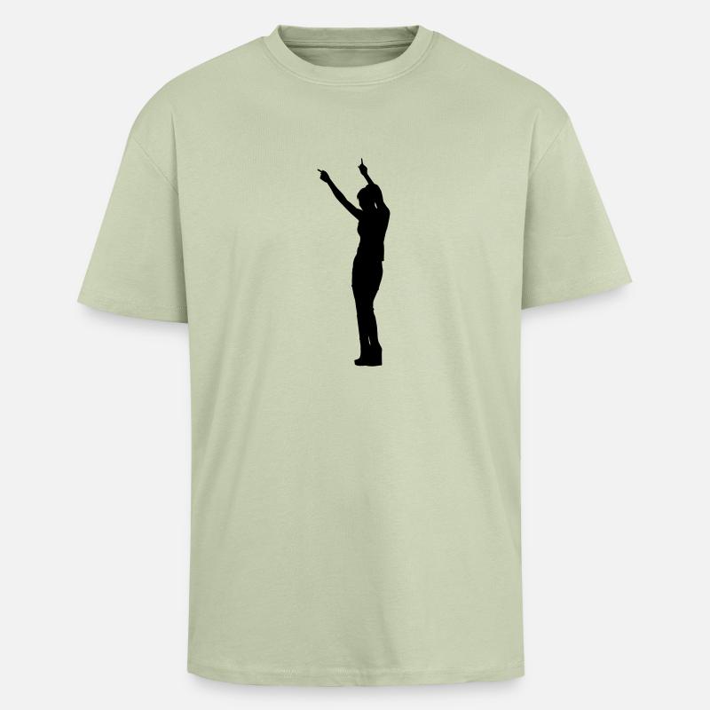 Singer and Dancer Silhouette vector design - Unisex Oversized Heavyweight T-shirt - soft salvia 