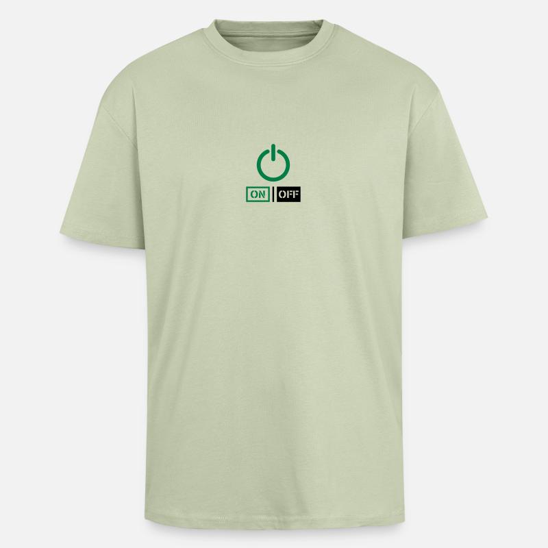 On Off Power Schalter Design - Oversized Heavyweight Unisex T-Shirt - Leichtes Salbeigrün 