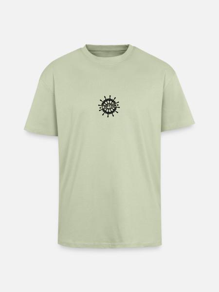 Captain steering wheel stamp logo - Unisex Oversized Heavyweight T-shirt - soft salvia 