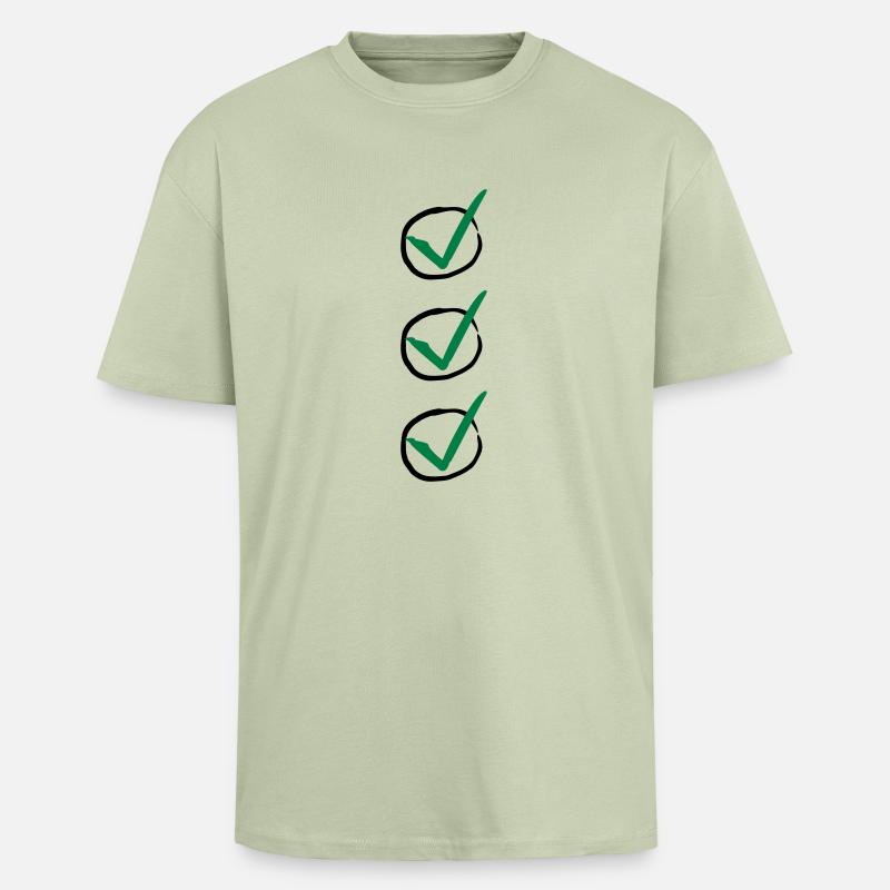 Three Checkmarks - Unisex Oversized Heavyweight T-shirt - soft salvia 