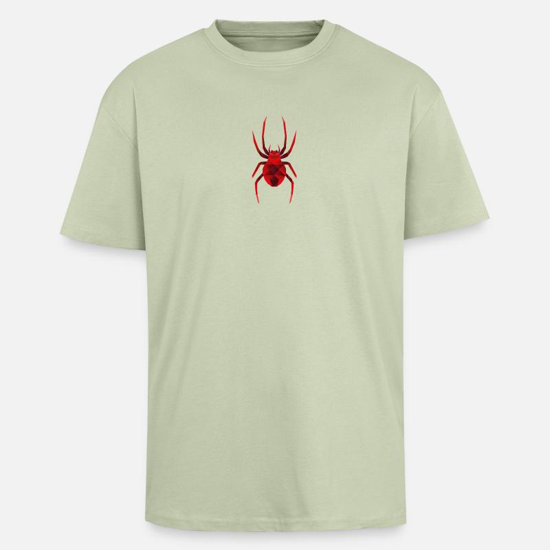 Rote Low Polygon Spinne - Oversized Heavyweight Unisex T-Shirt - Leichtes Salbeigrün