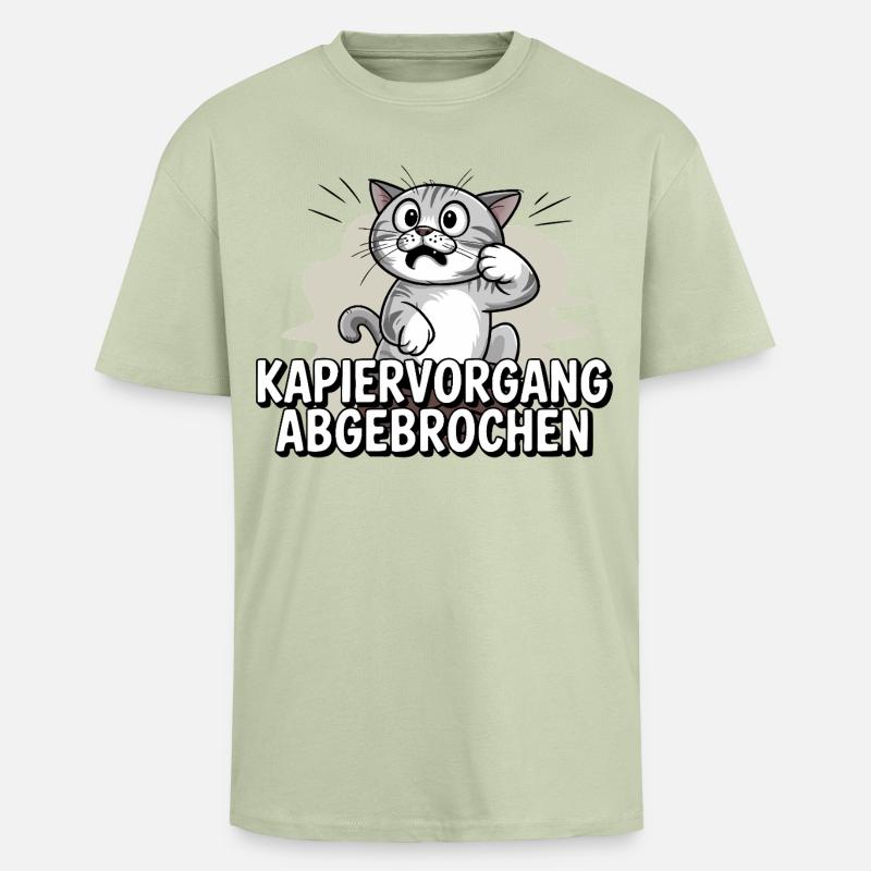 Kapiervorgang abgebrochen – Katze verwirrt - Oversized Heavyweight Unisex T-Shirt - Leichtes Salbeigrün 