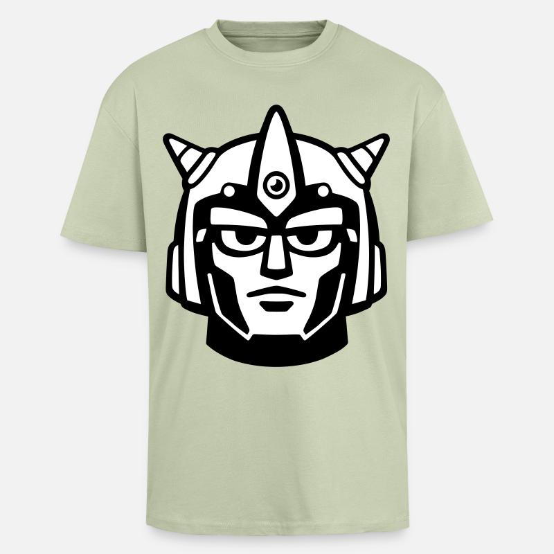 Elmo Robot Volto di Doomforge - Maglietta oversize spessa - verde salvia chiaro 