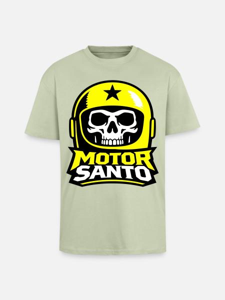 Motor Santo Skull Logo - Unisex Oversized Heavyweight T-shirt - soft salvia