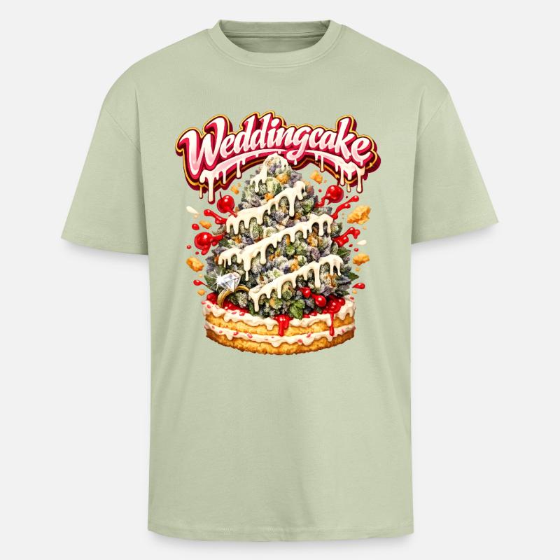 Wedding Cake Graffiti Bud Art Print - Oversized Heavyweight Unisex T-Shirt - Leichtes Salbeigrün 