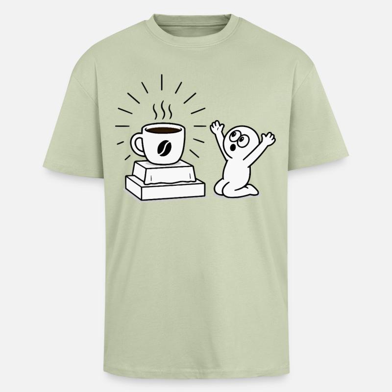 Coffee Mug Joy Conception de la bande dessinée - T-shirt unisexe oversize épais - vert sauge léger 