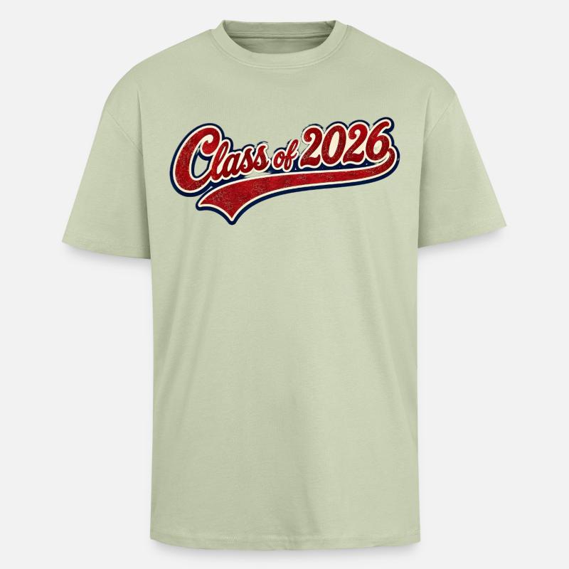 Class 2026 Retro Script - Unisex Oversized Heavyweight T-shirt - soft salvia