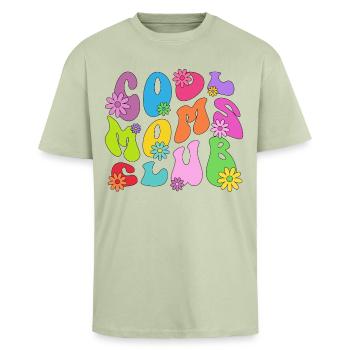 Cool Moms Club - Mutter Mom Muttertag Mama - Oversized Heavyweight Unisex T-Shirt - Leichtes Salbeigrün  - Vorne - Alina (178cm) & Michal (187cm)