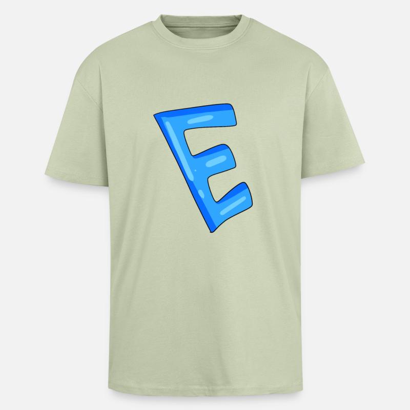 Buchstabe E Anfangsbuchstabe - Oversized Heavyweight Unisex T-Shirt - Leichtes Salbeigrün 