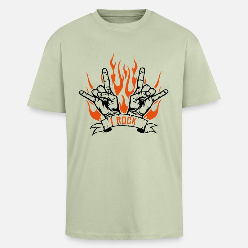 I rock - Oversized Heavyweight Unisex T-Shirt - Leichtes Salbeigrün 