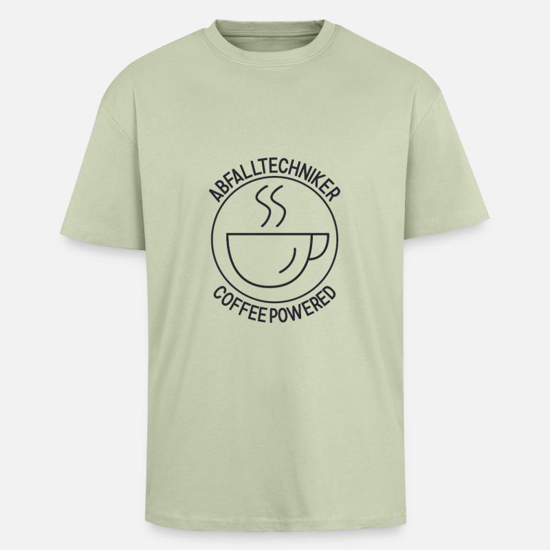 Abfalltechniker Coffee Powered - Oversized Heavyweight Unisex T-Shirt - Leichtes Salbeigrün 