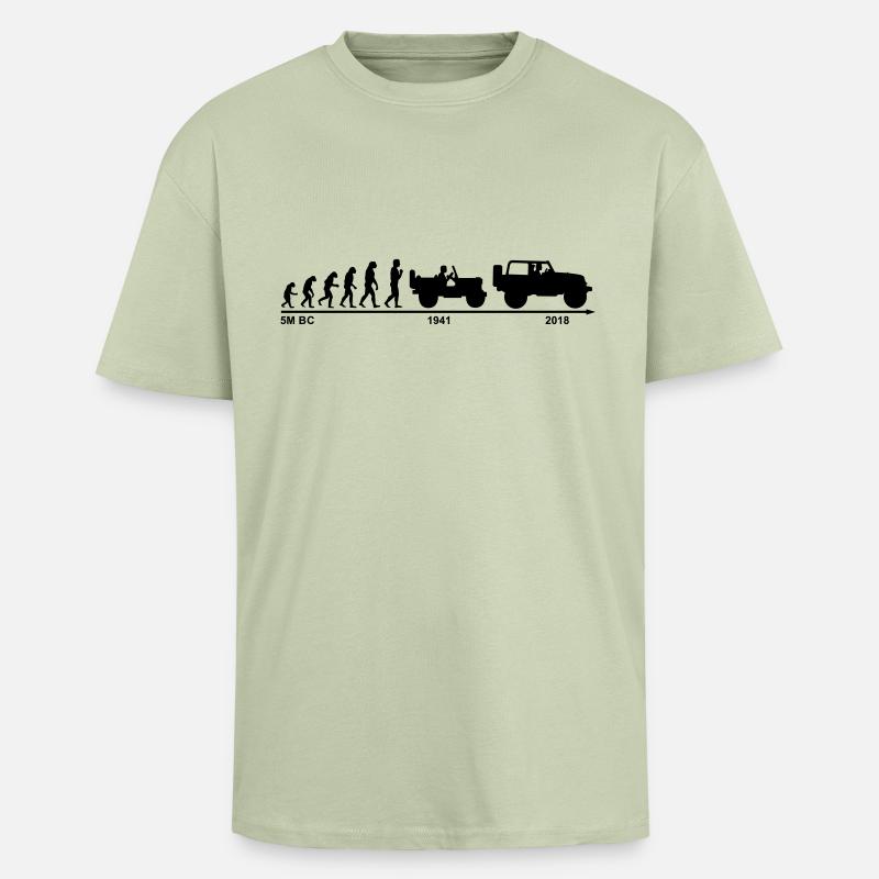 jeep evolution - Oversized Heavyweight Unisex T-Shirt - Leichtes Salbeigrün 
