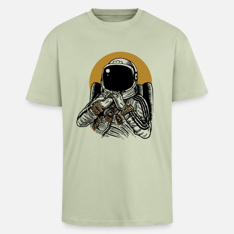 Space Dee Jay - Oversized Heavyweight Unisex T-Shirt - Leichtes Salbeigrün 