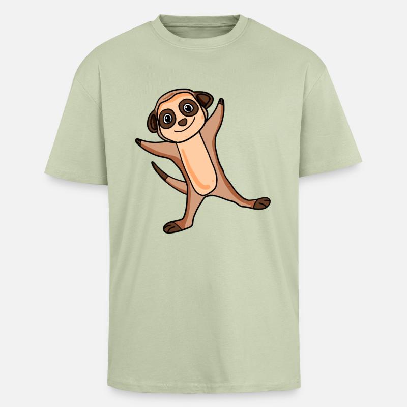 Erdmännchen - Oversized Heavyweight Unisex T-Shirt - Leichtes Salbeigrün 