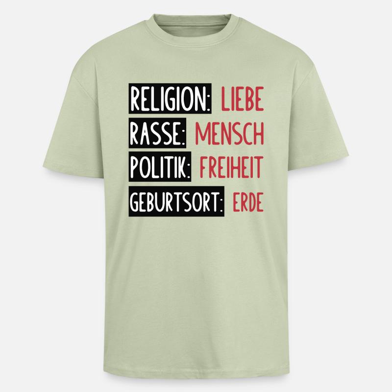 Statement - Keine Trennung oder Spaltung - Oversized Heavyweight Unisex T-Shirt - Leichtes Salbeigrün 